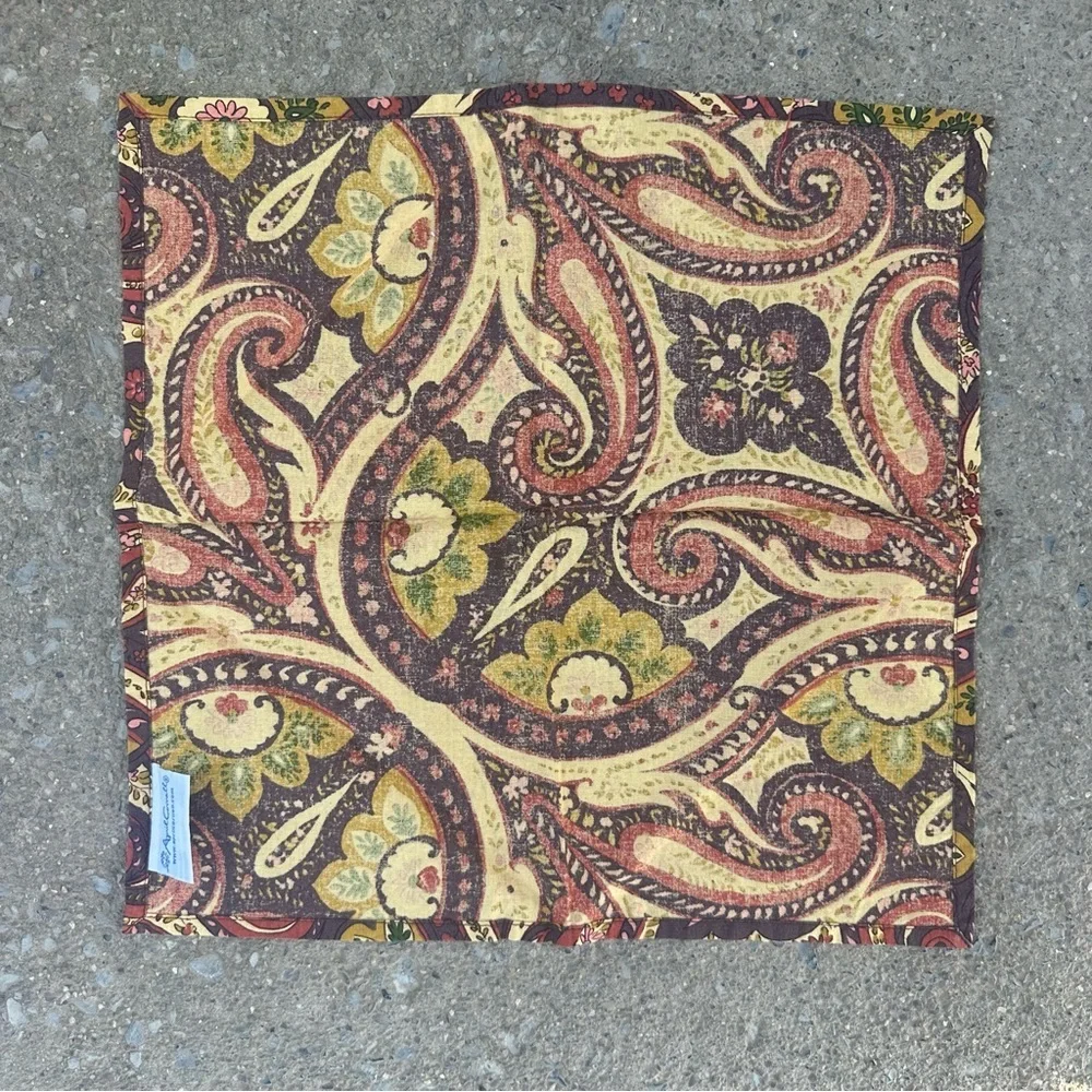 April Cornell Paisley Cotton Napkin Set of 3 15.75” Boho Cottage Fall Colors